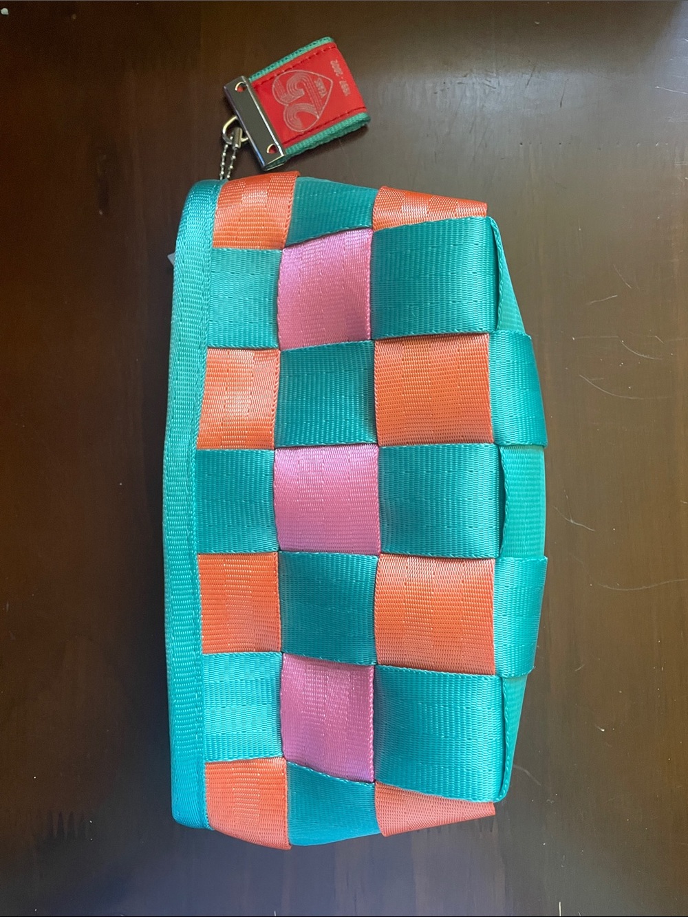 Harveys Triangle Makeup Case - Teal, Orange & Pink